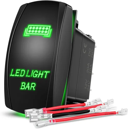 Miniatura 28 de Nilight NI-RS05 Interruptor basculante de barra de luz LED de 5 pines con láser, luces traseras, 20 A/12 V, 10 A/24 V, juego de cables de puente, 2