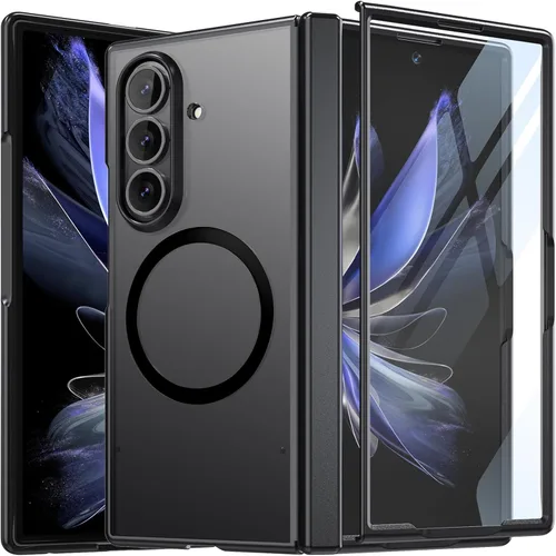 WRJ Funda magnética para Samsung Galaxy Z Fold 7, [protector de pantalla integrado] [compatible con Magsafe], protección de bisagra de cuerpo