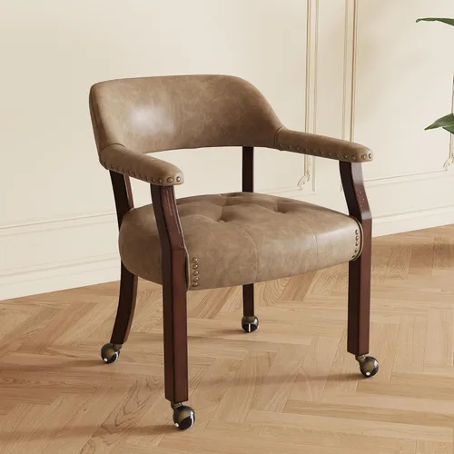 Miniatura 16 de Silla de comedor con ruedas, sillas de capitán con rodillos, juegos de dinette, sillas de póquer con ruedas, mesa de cocina, sillas rodantes, silla