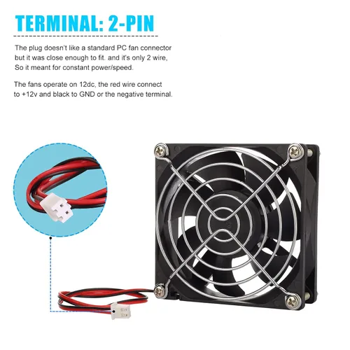 Miniatura 3 de Paquete de 2 ventiladores de repuesto de 80 mm x 25 mm, CC 12 V, 2 pines, sin escobillas, ventilador de refrigeración de reemplazo KEYFANCLUB