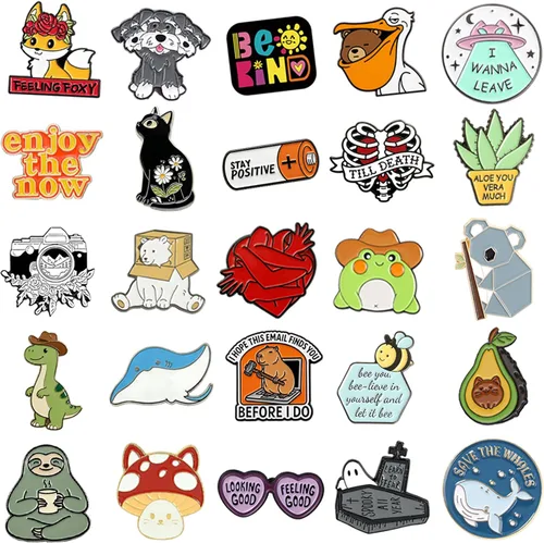 Miniatura 2 de Juego de 204050 pines de mochila esmaltados, divertidos pines esmaltados a granel, broches estéticos, alfileres de solapa, anime para mochilas