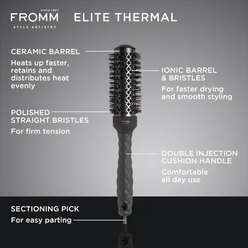 Miniatura 2 de Fromm Elite Thermal Ceramic x Ionic - Cepillo redondo de 1.25 pulgadas para soplados expertos y secado más rápido del cabello, cepillo de rodillo