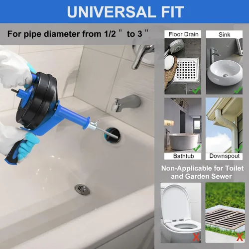Miniatura 3 de Sinfín de drenaje, removedor de obstrucciones con adaptador de taladro, 25 pies flexible de plomería de serpiente de uso manual o alimentado