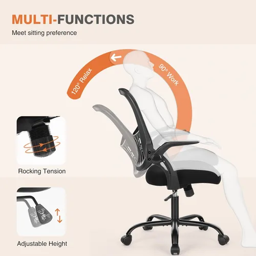 Miniatura 3 de Sweetcrispy Office Computer Desk Chair, Ergonomic Mid-Back Mesh Rolling Work Swivel Task Chairs with Wheels, Comfortable Lumbar Support, Comfy
