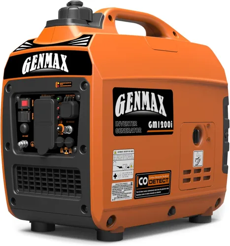 GENMAX Generador portátil, motor de gas ultra silencioso de 1200 W, cumple con la EPA, función de modo ecológico, ultraligero para uso doméstico de