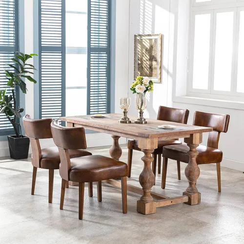 Miniatura 51 de RIVOVA Juego de 4 sillas de comedor modernas de mediados de siglo, tapizadas de piel sintética, sillas Parson modernas sin brazos de cocina, sillas