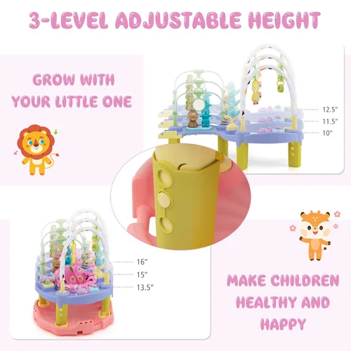 Miniatura 4 de BABY JOY Baby Bouncer Centro de actividades, centro de actividades y mesa 3 en 1 Tapete de juego para bebés, platillo de actividad de rebote