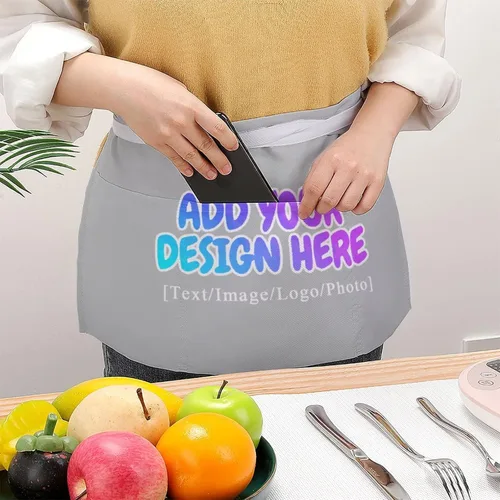 Miniatura 82 de AXKEUDO Delantal personalizado con bolsillos, delantales de cintura para camarera para cocinar en casa, restaurante, servir trabajo