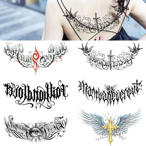 Miniatura 7 de Glaryyears Tatuaje temporal debajo del pecho para mujer, paquete de 10 tatuajes realistas florales grandes, calcomanías creativas de larga duración