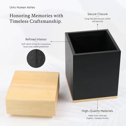 Miniatura 2 de Urna de madera de arce atemporal para cenizas para adultos, hombre y mujer, urna de cremación hecha a mano para cenizas humanas, caja de recuerdo
