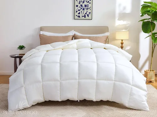 Miniatura 4 de Pure Bamboo - Inserto para edredón tamaño Queen (90x92 pulg) - Inserto para edredón ultra suave acolchado con 8 asas en las esquinas y laterales