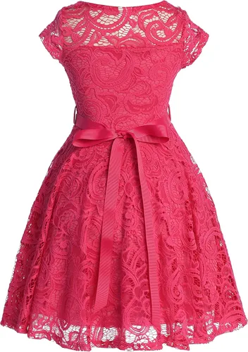Miniatura 14 de Little Girl - Vestido de niña con manga de encaje y cinturón de piedras