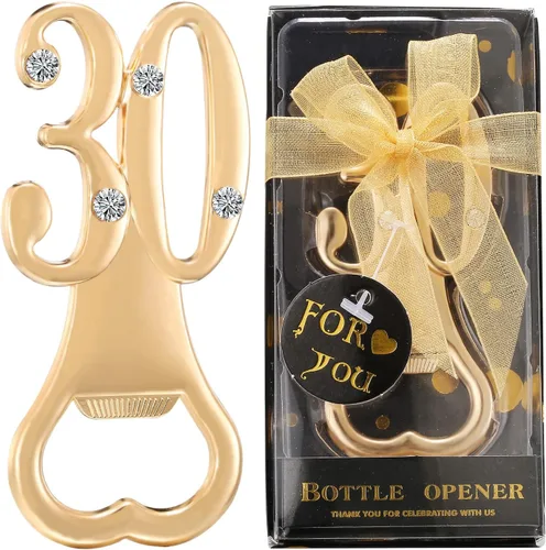 Paquete de 12 abridores de botellas de cumpleaños 30 para fiestas de cumpleaños 30, recuerdos de 30 aniversario de boda, recuerdos, regalos de
