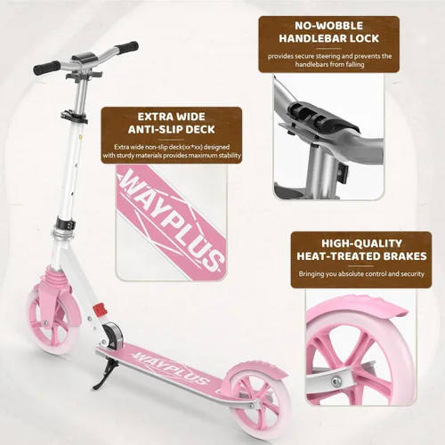 Miniatura 6 de WAYPLUS KS1 Kick Scooter para mayores de 6 años, niños, adolescentes y adultos. Carga máxima de 240 libras. Plegable, ligero, ruedas grandes de 8