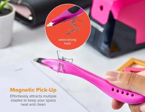 Miniatura 4 de Bostitch Removedor magnético profesional de grapas fácil, palillo extractor de grapas de color neón, herramienta removedor de grapas para oficina