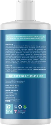 Miniatura 4 de Champú de biotina sin sulfato y suero para el crecimiento del cabello, champú y suero vegano espesante con aceites de ricino y romero para cabello