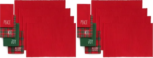 Miniatura 7 de Elrene Home Fashions Holiday Sentiments - Juego de 4 servilletas y 4 manteles individuales, 13 x 19 pulgadas