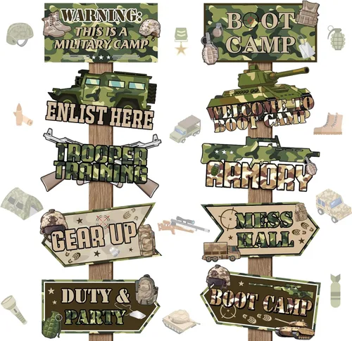Miniatura 13 de Hooqict 20 piezas de señal de fiesta safari para bienvenida a la fiesta temática de safari en la selva, señales direccionales, decoraciones