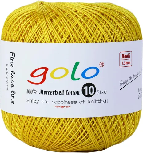 Miniatura 105 de Golo - Bolas de hilo para crochet de algodón tamaño 10, color algodón para crochet D-Fresa D078-fresa