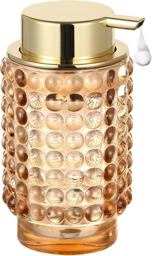 Miniatura 10 de Dispensador de jabón líquido de vidrio, dispensador de líquido rellenable con bomba dorada, dispensador de jabón para las manos para baño, cocina