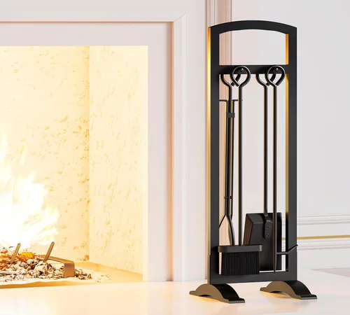Miniatura 2 de Kingson Juego de herramientas ligeras de 5 piezas para chimenea: portátil, compacto y elegante kit de accesorios para hogueras