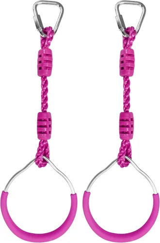 Anillo de gimnasia con columpio para curso de obstáculos de guerrero Slackline, equipo de entrenamiento de trapecio y puño, 2 barras ninja moradas