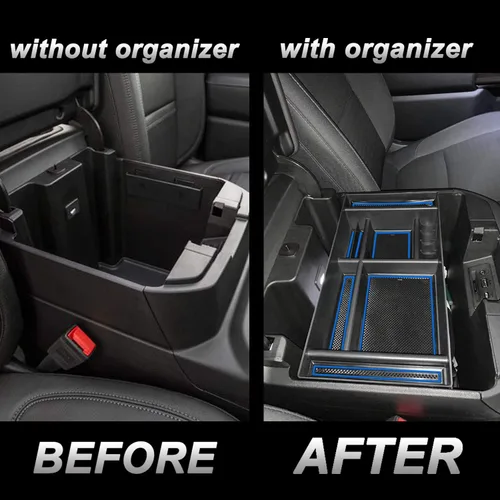 Miniatura 4 de JKCOVER Bandeja organizadora de consola central compatible con Chevy Silverado 1500/GMC Sierra 1500 (2019-2025) y Silverado/Sierra 2500/3500 HD Azul