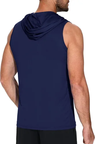 Miniatura 3 de Paquete de 3 sudaderas sin mangas para hombre, de secado rápido, con capucha, para correr, gimnasio, muscular, camisetas sin mangas