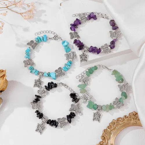 Miniatura 7 de Angdovori 246Pcs Friendship Bracelets Natural Gemstone Beaded Butterfly Charm Bracelet for Teen Girls and Women Gifts for Mother Daughter and Sister