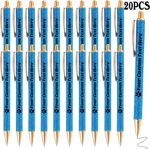 Miniatura 64 de 10 bolígrafos personalizados con purpurina, bolígrafos impresos personalizados a granel, bolígrafos retráctiles de tinta negra para graduación