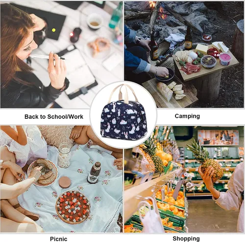 Miniatura 4 de Bolsa de almuerzo de conejo para mujeres y niñas, bolsas de picnic reutilizables con aislamiento para adultos y niños, trabajo, escuela, senderismo