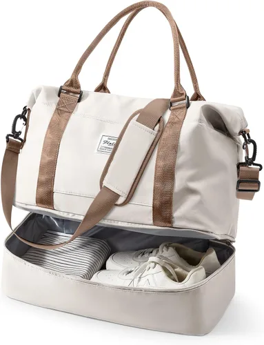 Miniatura 13 de VECAVE Bolsa de viaje para mujer, bolsa deportiva para gimnasio, E20-Púrpura profundo, Grande, Bolsa de viaje