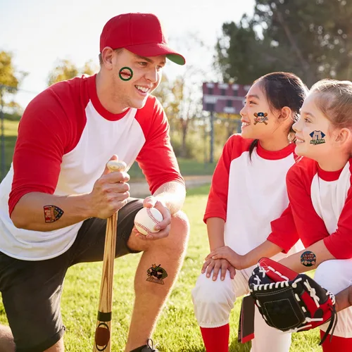Miniatura 6 de 144 piezas de tatuajes temporales de béisbol, sóftbol, temática deportiva, impermeables, tatuajes temporales, suministros de decoración para fiestas