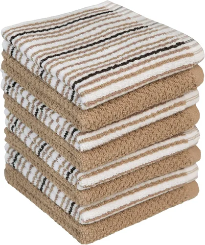 Miniatura 16 de Toallas de cocina de 16 x 26 pulgadas, paquete de 6 paños de cocina grandes de algodón, diseño de rayas de palomitas de maíz, altamente absorbentes
