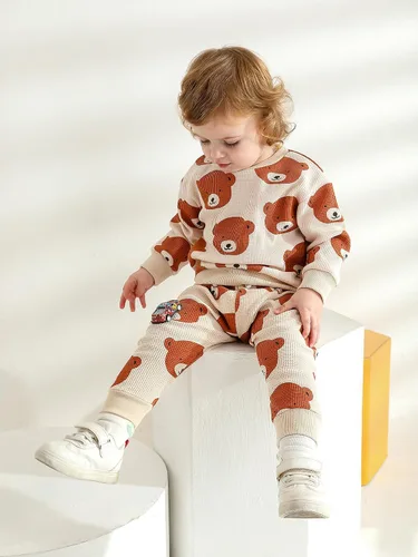 Miniatura 5 de Ropa de bebé niño niño manga larga con estampado de oso + pantalones deportivos