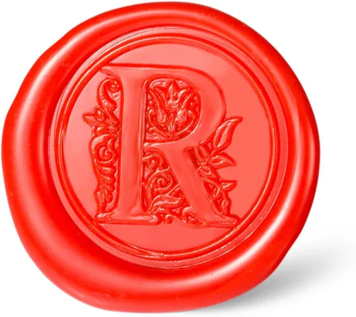 Miniatura 55 de Sello de cera Mceal, sello grande de 1 1/5"(30mm) de diámetro, cabeza de latón plateado con mango de madera, serie de letras de la A a la Z