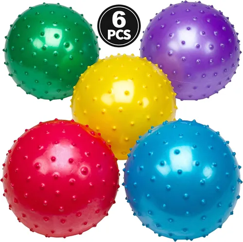 Miniatura 8 de Bedwina Knobby Balls - Bulk 7 Inch Sensory and Spiky Massage Stress Balls for Toddlers, with Pump, Fun & Bouncy for Toddler, Kids Party Favors