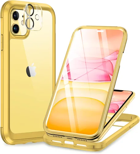 Miniatura 255 de Miracase Funda para iPhone 13 de 6.1 pulgadas, [sin burbujas] funda de teléfono de cuerpo completo con pantalla de vidrio completa integrada, sin