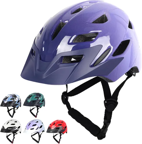 Miniatura 17 de Casco de bicicleta para niños, casco ajustable para niños y jóvenes con visera desmontable y luz LED para niños de 3-5/5-8/8-12 años, casco Azul