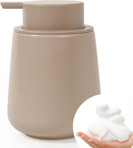 Miniatura 21 de Bosilunlife Dispensador de jabón espumoso de cerámica, dispensador de jabón de espuma de 12 onzas, dispensador de jabón líquido para encimera