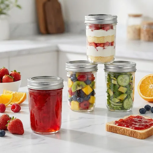 Miniatura 6 de Eathtek Tarros Mason de 8 onzas, paquete de 24 frascos de 8.1 fl oz con tapas regulares para almacenamiento de gelatina, hierbas, especias y miel