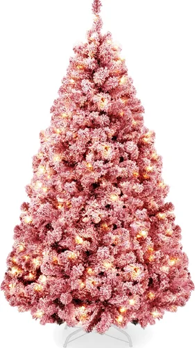 Miniatura 15 de Best Choice Products - Árbol de Navidad artificial preiluminado de pino flocado de 9 pies, 2-en-1, luces LED blancas y multicolor, apariencia Verde