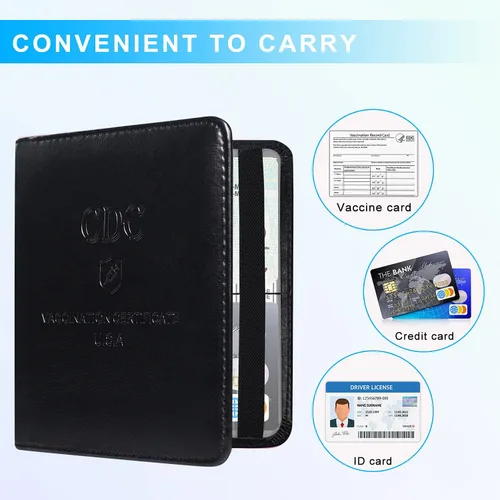 Miniatura 3 de ACdream - Portatarjetas de vacunación, de cuero sintético, 4 x 3, protector de registro de vacunación CDC, billetera, resistente al agua, funda