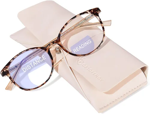 Miniatura 8 de Gafas de lectura bifocales para mujer, lentes TR90 redondos transparentes con bloqueo de luz azul para computadora con bisagra de resorte