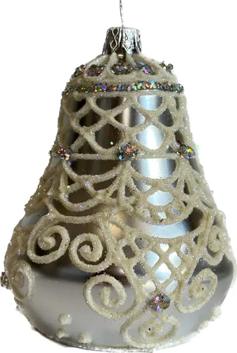 Miniatura 11 de Adorno de campana de Navidad de vidrio soplado de 4 pulgadas (estrella de fuego)