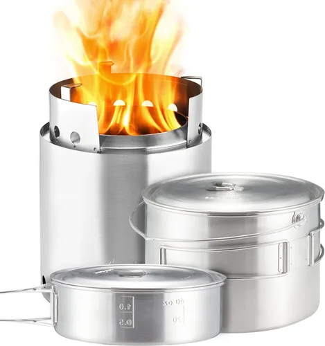 Solo Stove Campfire & 2 Pot Set Combo: 4 + persona Wood burning Estufa de Camping. Kit de cocina para Camping, Supervivencia y actividades al aire