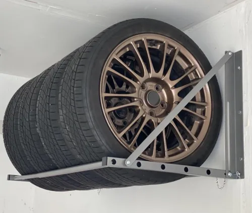 Miniatura 2 de MaxxHaul 70489, 300 libras Estante para neumáticos con montaje de pared, con capacidad plegable y ajustable Gris