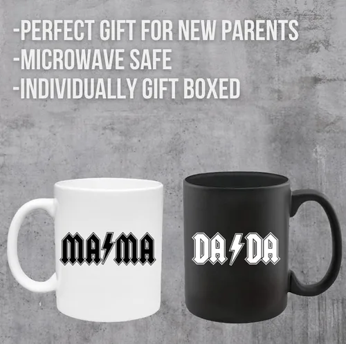 Miniatura 9 de Rockstar Taza para papá y mamá, regalo para anuncio de embarazo, regalos para padres nuevos para parejas, juego de tazas de café para papá y mamá