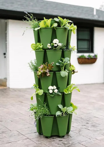 Miniatura 5 de Greenstalk Maceta de jardín vertical grande patentada de 5 niveles con sistema de riego interno patentado, ideal para cultivar una variedad