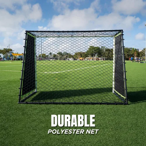 Miniatura 9 de Entrenador de rebote de portería de fútbol 3 en 1 Red de rebote ultra sensible grande de 7 x 5 pies para práctica de fútbol, paso alto, paso bajo